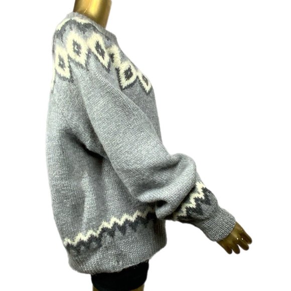 Vintage Wool LL Bean Fair Isle Sweater Zip Cardigan Grunge Holes Chunky Heavy XL - Picture 6 of 14